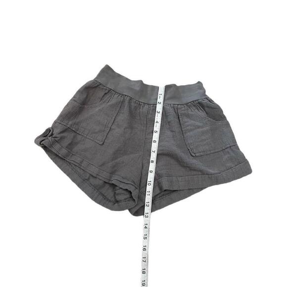 Grey Elastic High Rise Waist Cuffed Mini Short S - Picture 5 of 7